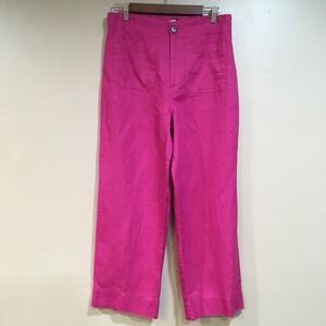 Bagatelle 100% Linen Wide Leg Pants Womens M Magenta Pink Bright Beachy Resort